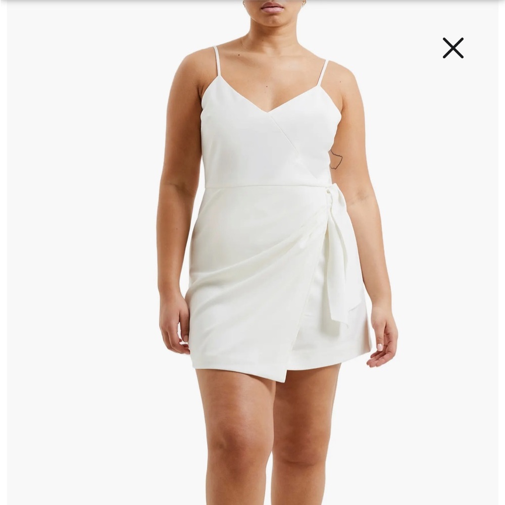 French Connection Whisper V Neck Bow Envelope Dress New With Tags Size 12 White